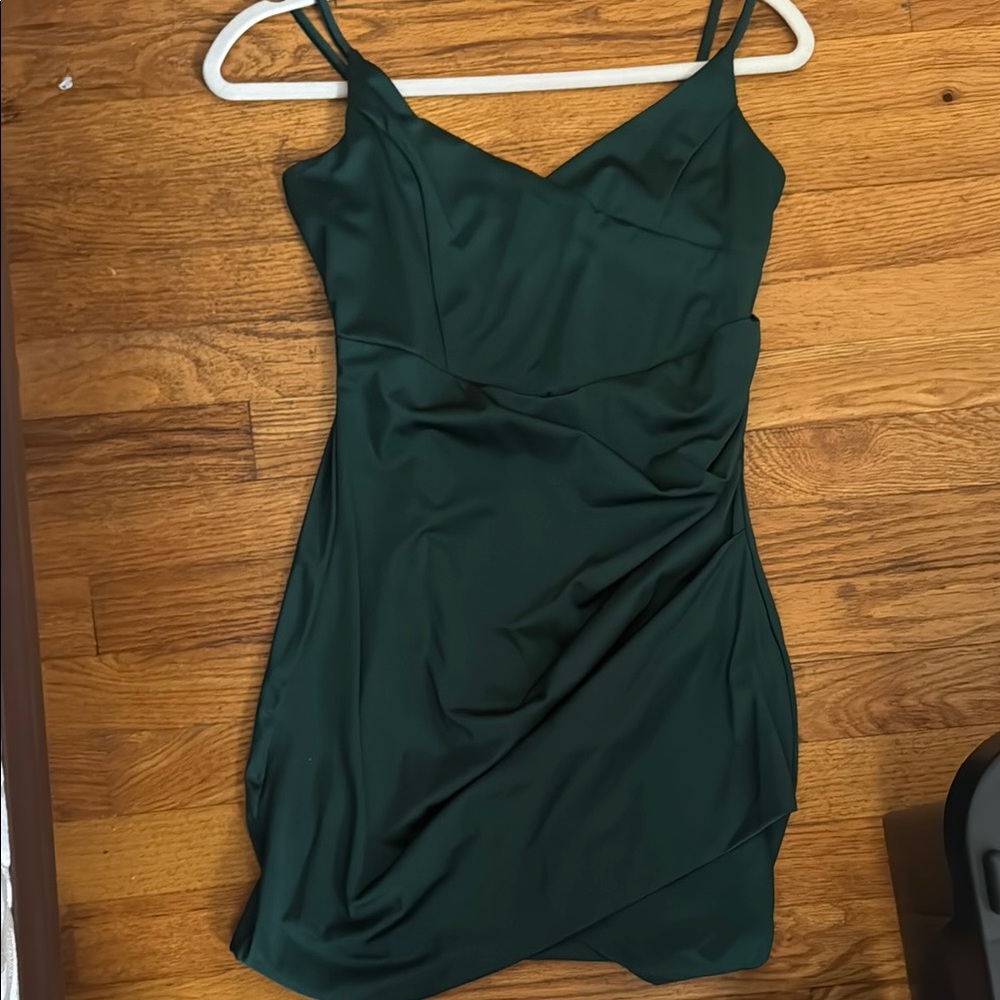 Windsor Green Ruched Mini Dress Spaghetti Strap